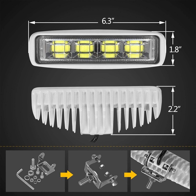 Partsam Waterproof Led Boat Lights White Beam 6.3 inch 36W