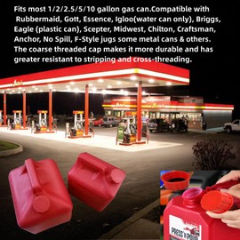 Fesasn 5 Gallon Gas Can Cap Replacement, for Most 1/2/3/5 Gallon Gas Cans, Portable Gas Tank Lid for 5+ Gallon Plastic and Metal Gas Cans, Includes Spout Replacement old Style (Pack of 5)
