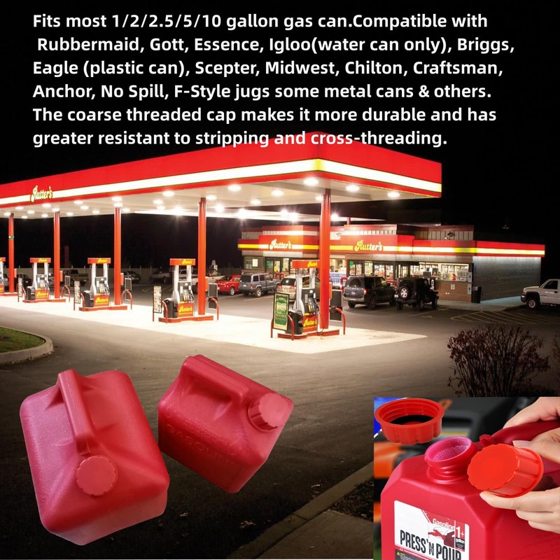 Fesasn 5 Gallon Gas Can Cap Replacement, for Most 1/2/3/5