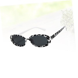 LIFKOME Trendy Cow Pattern Sunglasses for Women and Girls, Oval Dotted Mirrored Glasses in Small Frame, Ideal for and Fashionable Accents in Everyday Life, As Shown