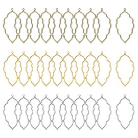 M METERXITY 30-Pack Open Bezels for Resin, Leaf Shape Open Back Bezel Pendants for Resin Jewelry Making/DIY Earrings Necklace, Alloy Hollow Frame Pendants [Silver Tone, Gold Tone, Bronze Tone]