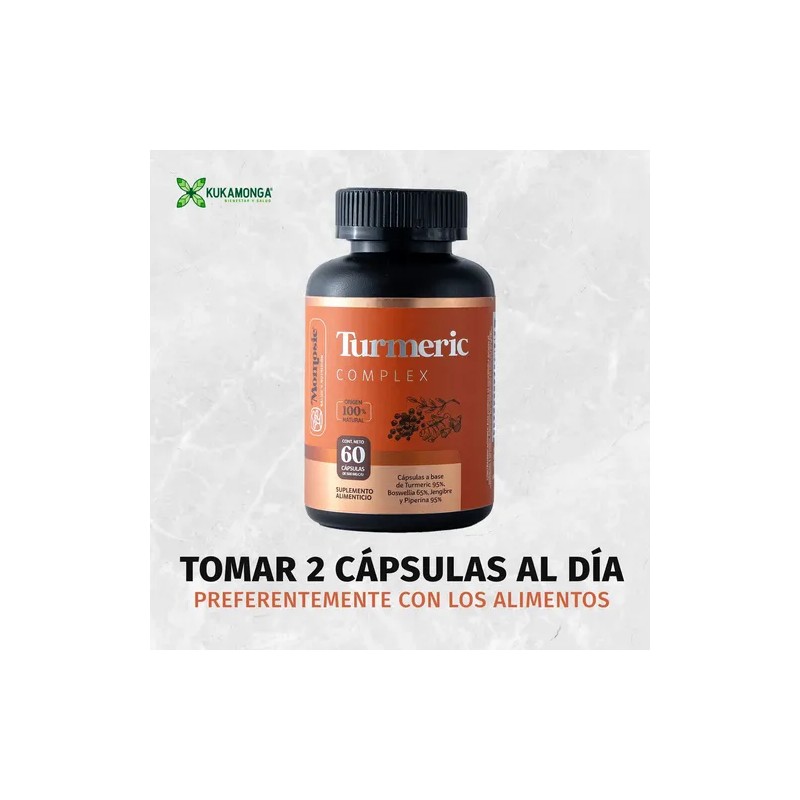 Turmeric Cúrcuma + Piperina + Boswelia + Jengibre 60 Cáps