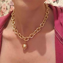 Aneneiceera Vintage Chunky Chain Necklace Thick Chain Choker Necklace Gold Rectangle Link Chain Necklaces Punk Minimalist Necklace Chain Jewelry for Women (Gold)