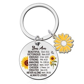 Luvsweets Christian Gifts Keychain for Women - Sunflower Inspirational Keychain Gifts, Bible Verse Religious Gifts Keychain, Faith Spiritual Christian Keychain Gift for Girls Women Sister Friends