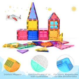 Magnetic Building Blocks 42 Pieces for Children from 3+ Years Strong Magnet Montessori Toy Children The Ideal STEM Learning Toy Gift to Promote Creativity for Boys Girls (42 Pieces)