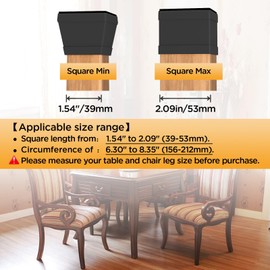 16 Pcs Non Slip Square Chair Leg Protector - Non Skid Furniture Grippers, Anti-Slip Silicone Furniture Feet Caps, Used for Outdoor Protection of Chair Legs (Black, 1.26-1.54").