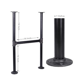 Niubid 28 Inch Industrial Pipe Table Leg Set - Iron Base LegsCoffee & End Tables, Desks, Nightstand - Vintage, Mid-Century Modern Aesthetic - Dark Grey Black Rough Pipes