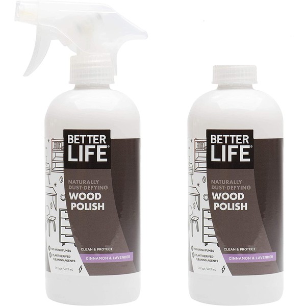 Better Life Natural Wood Polish, Lavender & Cinnamon , 16 Ounces (Pack of 2), 24193