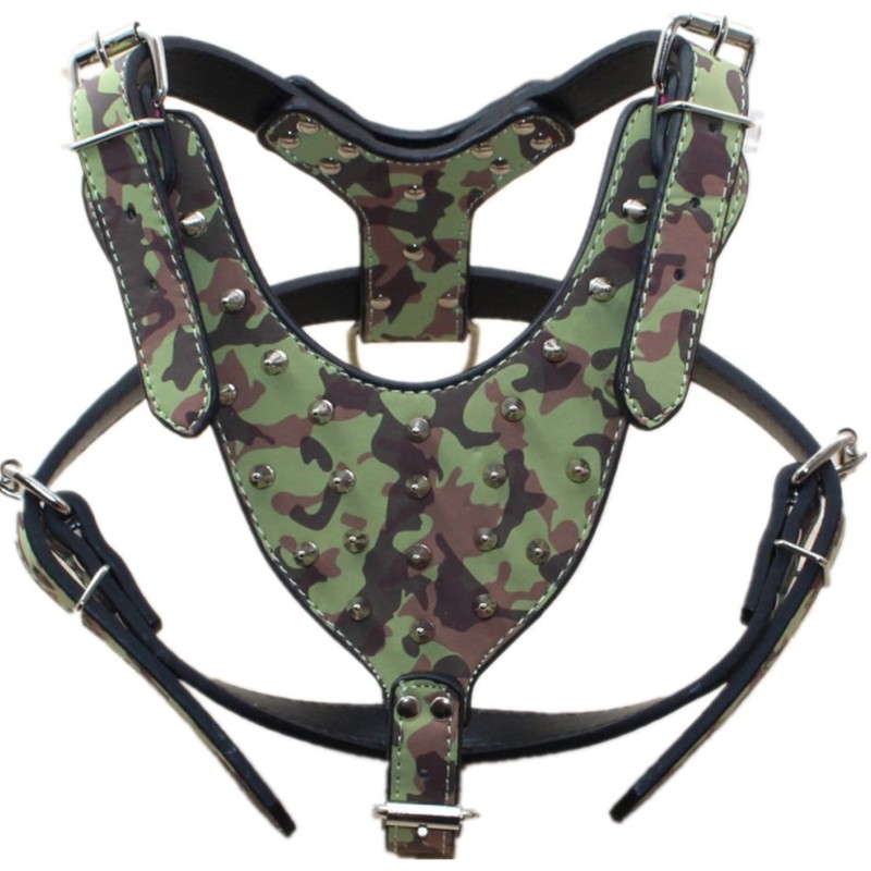 Haoyueer Leather Spiked Studded Medium & Large Dog Collars, Harnesses