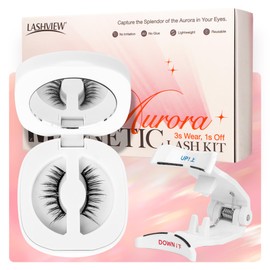 LASHVIEW Magnetic Eyelashes, Natural Look, 1 Pair of Magnetic Eyelashes with Applicator, No Glue Required, Magnetic Eyelashes, Magnetic Lashes Set, Easy to Wear and Remove (02)