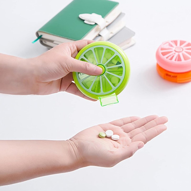 2PCS Pill Organizer Travel Pill Container 7 Compartments Weekly Pill