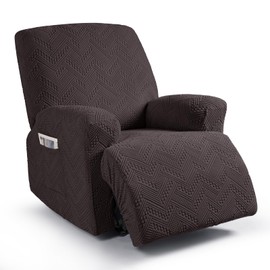 Ruaozz Recliner Sofa Covers Oversized Recliner Chair Covers Recliner Covers for Reclining Chair with Pockets Washable Furniture Protector with Elastic Bottom (1 Seater-X Large, Chocolate)