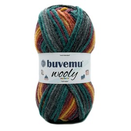 Wooly Multicolor Soft Fluffy Bulky Weight #5 Wool Blended Fast Knitting Crocheting Yarn, 25% Wool 75% Acrylic, 100 Gram (3.53 Ounces) 109 Yards (100 Meters) (No.10)
