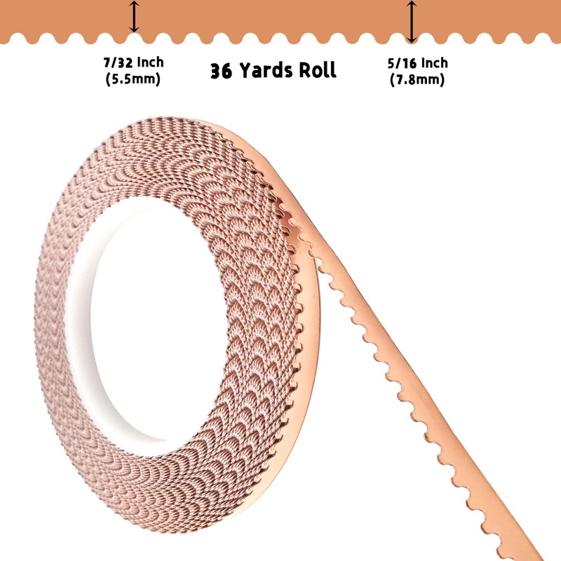 ARTKINGTO Scalloped Copper Foil Tape for Stained Glass, DIY Handicrafts,