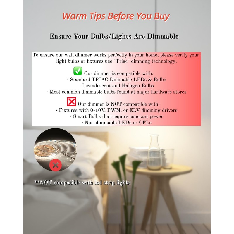 Sunmerit Wireless Dimmer Switch (Black), 2 Pack Remote Light Switch