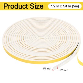Weather Stripping Door Seal Strip, Strong Adhesive, Lightproof, Soundproof, Weatherproof Foam Tape Insulation for Sliding Door, Front Door Frame, Windows (1/2 in x 1/4 in x 16.4Ft)