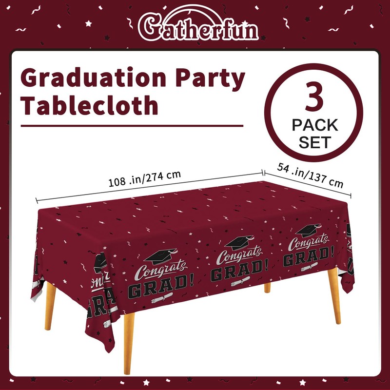 Gatherfun Graduation Tablecloths Graduation Party Table Decorations Waterproof Plastic Rectangular