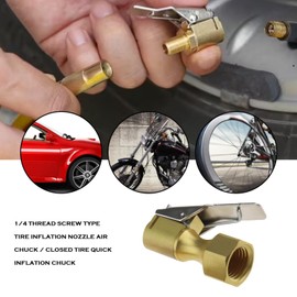 eMagTech 2PCS Tire Inflation Valve with Clip-on Chuck and Twist-on Chuck 1/4in NPT Internal Thread for Bicycles Motorcycles Cars Buses Trucks