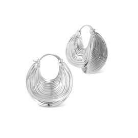 Chunky Statement Silver Earrings for Women – Large 925 Sterling Silver Plated Trendy Hoop Earrings Non Tarnish Hypoallergenic Jewelry for Womens Fashion Big Earings for Woman