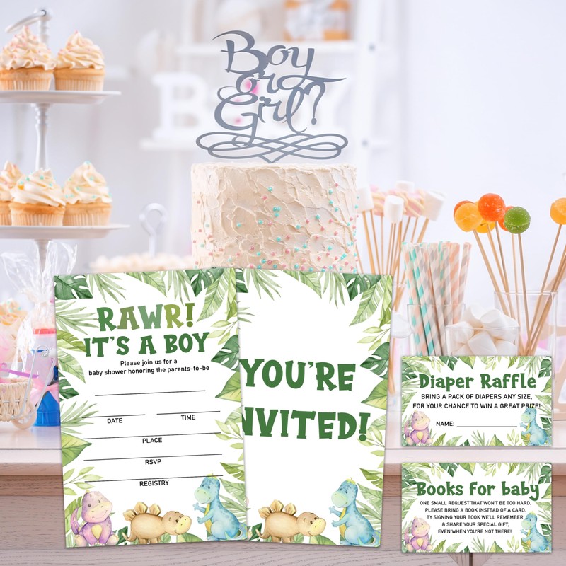 CIAEXRN Rawr It's A Boy Baby Shower Invitations - 25