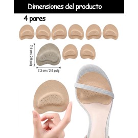 4 Pares Almohadillas Para Zapatos, Plantillas Para Tacones De Mujer,Reutilización Antideslizante Para Aliviar El Dolor Causado Por Estar De Pie, Material De Látex De Piel De Cerdo, Beige 7,4 x 7,3 Cm