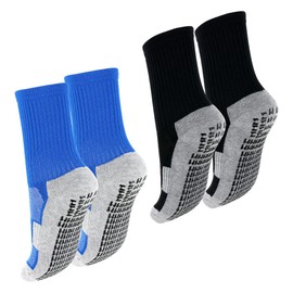 753japan Soccer Socks, Juniors, Sports, Anti-Slip, Ankle Support, Kids, Socks, 7.5-9.4 inches (19-24 cm), Futsal, Tennis, Basketball, Black and Blue 2 Pair Set, 7.5 - 9.4 inches (19 - 24 cm)