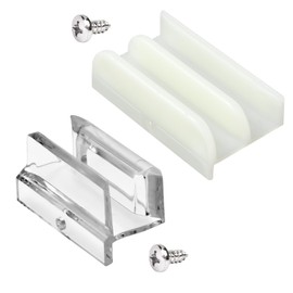 2-Size M6219 Sliding Shower Door Bottom Guide Combo Pack – Durable Plastic Rails for Glass Shower Doors – Easy Installation & Quiet Operation – Fits 1/2 in & 3/8 in Glass Thickness