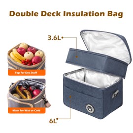 TUXUNQING Small Cool Bag, 9.6 L, Foldable Double Layer Cool Bag, Mini Cool Bag, Lunch Bag, Lunch Bag, Insulated for Work, Travel, Office, Picnic (Blue, M)