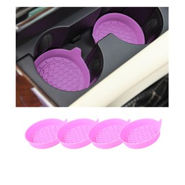Tioollev 4PCS Car Cup Holder Coaster, Silicone Non-Slip Vehicle Cup Holder Insert Pads, Automotive Interior Insulation Drink Cup Mats Decor Accessories, Universal for SUV, Sedan, Truck (Pink)
