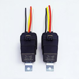 Losato 40AMP 12V DC Waterproof Heavy-Duty Relay, with 4-pin SPST Wiring Harness, 4-pin SPST Automotive Relay, The Wiring Harness is Pure Copper tin-Plated Wire-2 Pack