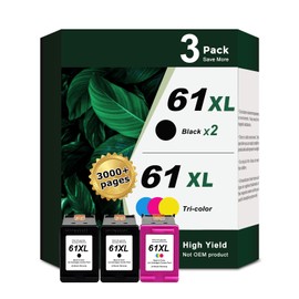3 Pack 61XL Remanufactured Ink Cartridge Replacement for HP 61 XL (2 Black 1 Color) for HP61XL Combo for HP61 for 5530 4500 2540 4630 4501 4502 4635 3050 2542 3512 4632 3510 3050a 2514 2541 Printer