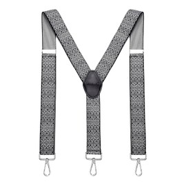 MASADA Men's Braces with Robust Lobster Clasp Fully Adjustable 3.5 cm Wide and up to 195 cm Height, Paisley Grey
