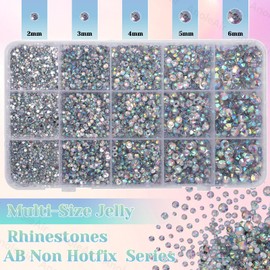 12000Pcs AB Color Rhinestones for Bedazzling Kit, 2/3/4/5/6mm Mix Sizes Jelly Bedazzling Gems, Gems Bedazzling for Crafting, Flatback Resin Rhinestones for Craft DIY Face Makeup Crafts Tumblers