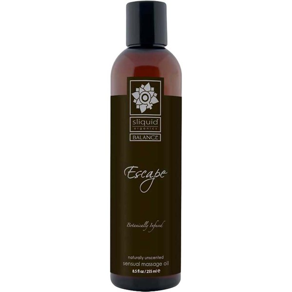 Sliquid Organics Escape Massage Oil, Botanically Infused, 100 Percent Vegan, 8.5 oz