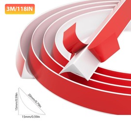 118inch Flexible Quarter Round Molding,Bendable Molding Trim Peel and Stick,Double-Sided Peel and Stick Molding, 0.6x0.6inch Peel and Stick Trim for Floor Edge,Wall Corner,Stairs,Cabinet and Tub Edge
