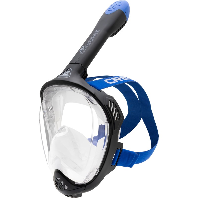CRESSI Unisex Adult Java Full Face Snorkel Mask, Black/Blue, L/XL