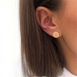 Iaceble Boho Coin Disc Earrings Gold Disc Stud Earrings Vintage Tiny Coin Earrings Hammered Circle Earrings Jewelry for Women