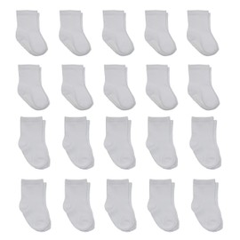 Little Me 20-Pack Newborn Baby Infant & Toddler Unisex Socks, 0-12/12-24 Months, Assorted Size Pack, White