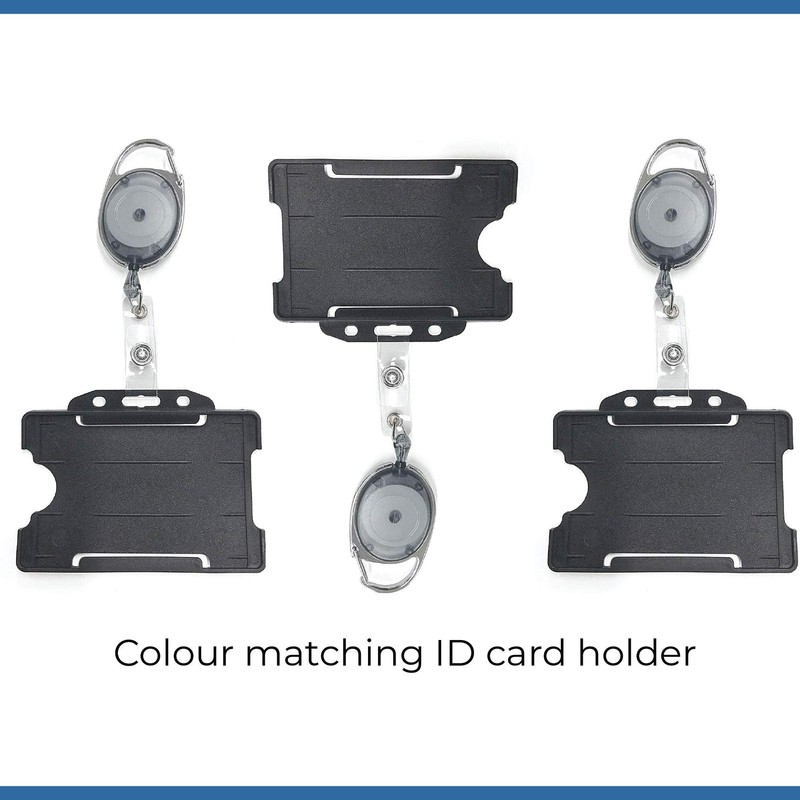 PCL Media ltd Black Retractable Badge Reel with Carabiner Clip