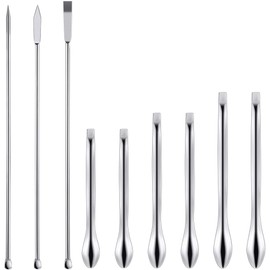 Pack of 9 Spatulas, Laboratory Spoons, Stainless Steel Micro Spoon Spatulas, Lab Scoop Lab Micro Reagent, Scoop Sampling Spatulas for Gel Caps, Filler