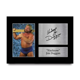 HWC Trading A4 Hacksaw Jim Duggan Gifts Printed Autograph For WWE & WWF Fan Merchandise Fans - A4
