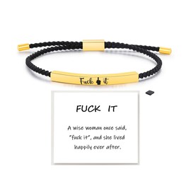 LIU JUN Remember Who The F You Are Motivational Tube Bracelet For Women, Adjustable Hand Bradied Wrap Stainless Steel To My Daughter/Best Friend Inspirational Gifts Jewelry, Medium, Nylon, no gemstone