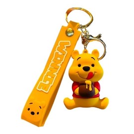 TCB Creations Winnie Cartoon Pooh Bear 3D Character Figure Silicone Charm Keychain