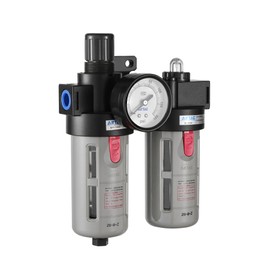 Compressed Air Filter Regulator Lubricator Combo Airtac BFC3000 3/8''NPT 0-140 PSI with Pressure Gauge Semi-Auto Drain 3 in 1 Two FR.L Unit