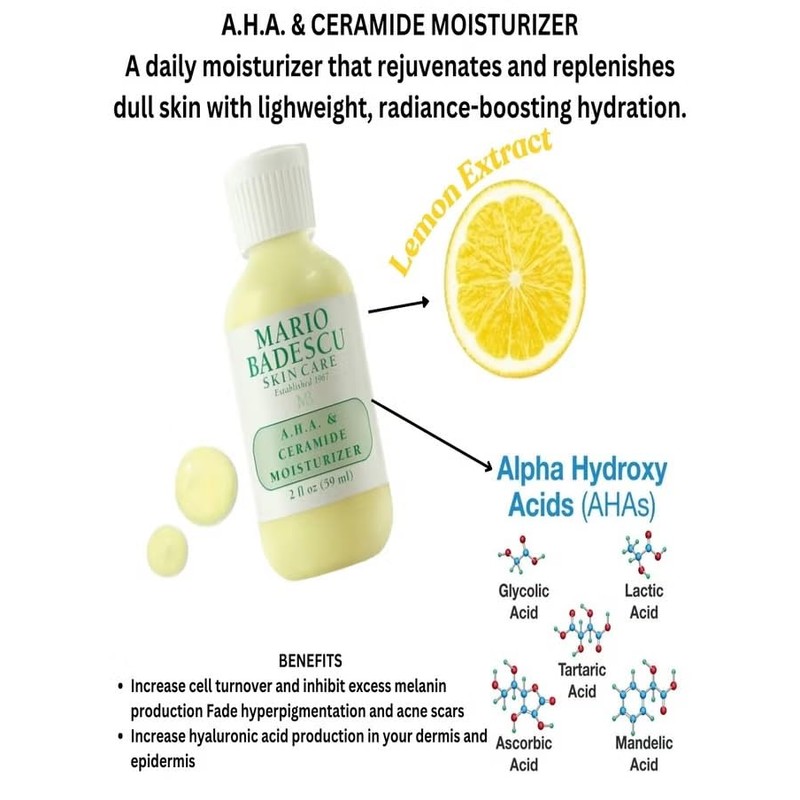 AHA and Ceramide Moisturizer by Mario Badescu for Unisex -