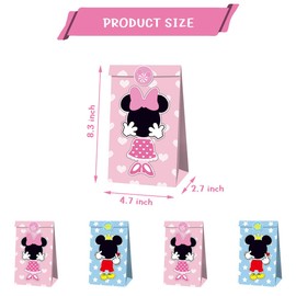 OU RUI 12Pcs Mouse Party Bags With Stickers Paper Supplies Favors Cookie Chocolate Candy Snack Bags Mouse Birthday Party Gift Bag