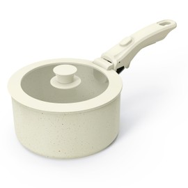 Ganiza Non Toxic Cookware Set Detachable Handle, Non Stick Induction Cookware Set, PFOA Free, Dishwasher/Oven Safe 480℉, Ivory