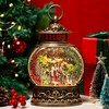Christmas Snow Globe Lantern Swirling Glittering Holy Family Scene Manger