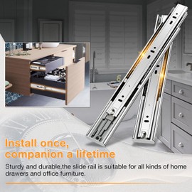 YENUO Soft Close Stainless Steel Drawer Slides Full Extension 10 12 14 16 18 20 22 24 Inch Side Mount Ball Bearing Dresser Cabinet Kitchen Rails Track Guide Glides Runners Heavy 100 Lbs