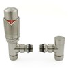Thermostatic Radiator Valves Set - Realm Angled TRV Satin Brushed